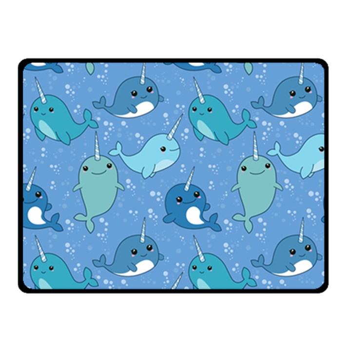 Cute Narwhal Pattern Double Sided Fleece Blanket (Small) 