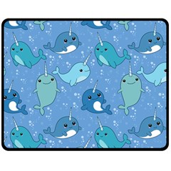 Cute Narwhal Pattern Double Sided Fleece Blanket (medium)  by Bigfootshirtshop