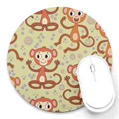 Cute Cartoon Monkeys Pattern Round Mousepads by Bigfootshirtshop