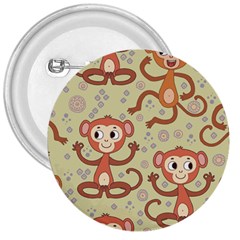 Cute Cartoon Monkeys Pattern 3  Buttons by Bigfootshirtshop