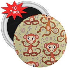 Cute Cartoon Monkeys Pattern 3  Magnets (10 Pack)  by Bigfootshirtshop