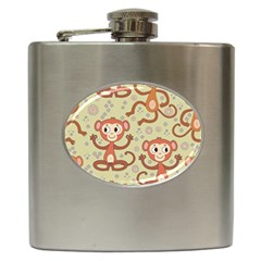 Cute Cartoon Monkeys Pattern Hip Flask (6 Oz) by Bigfootshirtshop