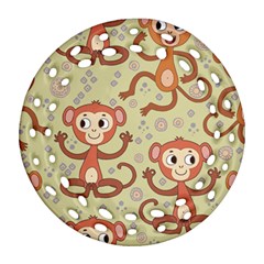 Cute Cartoon Monkeys Pattern Round Filigree Ornament (two Sides) by Bigfootshirtshop