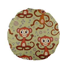 Cute Cartoon Monkeys Pattern Standard 15  Premium Round Cushions