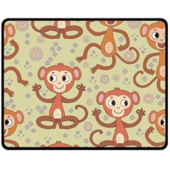 Cute Cartoon Monkeys Pattern Double Sided Fleece Blanket (medium)  by Bigfootshirtshop