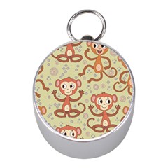 Cute Cartoon Monkeys Pattern Mini Silver Compasses by Bigfootshirtshop