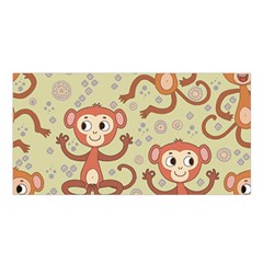 Cute Cartoon Monkeys Pattern Satin Shawl by Bigfootshirtshop