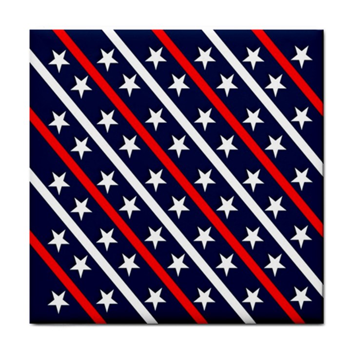 Patriotic Red White Blue Stars Tile Coasters