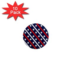 Patriotic Red White Blue Stars 1  Mini Magnet (10 Pack)  by Celenk