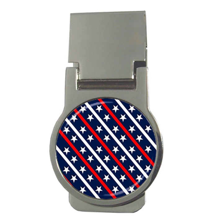 Patriotic Red White Blue Stars Money Clips (Round) 