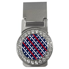 Patriotic Red White Blue Stars Money Clips (cz)  by Celenk