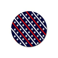 Patriotic Red White Blue Stars Rubber Coaster (round)  by Celenk