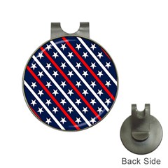 Patriotic Red White Blue Stars Hat Clips With Golf Markers by Celenk