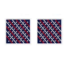 Patriotic Red White Blue Stars Cufflinks (square) by Celenk