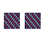 Patriotic Red White Blue Stars Cufflinks (Square) Front(Pair)