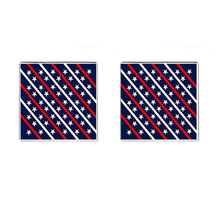 Patriotic Red White Blue Stars Cufflinks (Square)