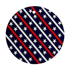 Patriotic Red White Blue Stars Round Ornament (two Sides)