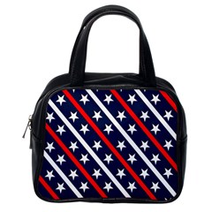 Patriotic Red White Blue Stars Classic Handbags (one Side) by Celenk