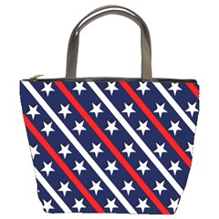 Patriotic Red White Blue Stars Bucket Bags by Celenk