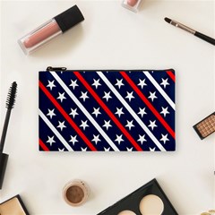 Patriotic Red White Blue Stars Cosmetic Bag (small)  by Celenk