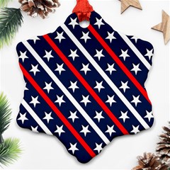 Patriotic Red White Blue Stars Snowflake Ornament (two Sides) by Celenk