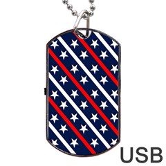 Patriotic Red White Blue Stars Dog Tag Usb Flash (one Side) by Celenk