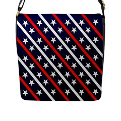 Patriotic Red White Blue Stars Flap Messenger Bag (l)  by Celenk