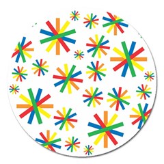 Celebrate Pattern Colorful Design Magnet 5  (round) by Celenk