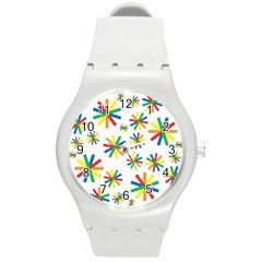 Celebrate Pattern Colorful Design Round Plastic Sport Watch (m) by Celenk