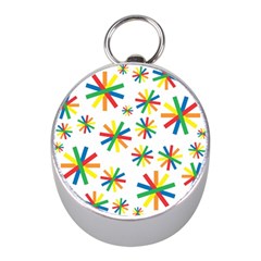 Celebrate Pattern Colorful Design Mini Silver Compasses by Celenk