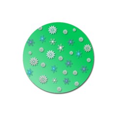 Snowflakes Winter Christmas Overlay Magnet 3  (round) by Celenk