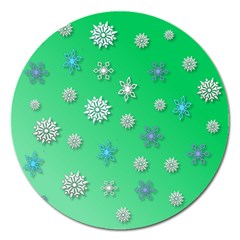 Snowflakes Winter Christmas Overlay Magnet 5  (round) by Celenk