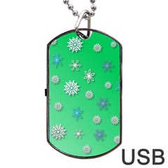 Snowflakes Winter Christmas Overlay Dog Tag Usb Flash (two Sides) by Celenk