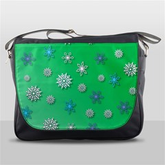 Snowflakes Winter Christmas Overlay Messenger Bags by Celenk