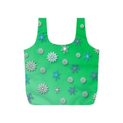 Snowflakes Winter Christmas Overlay Full Print Recycle Bags (s)  by Celenk