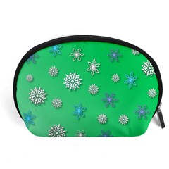 Snowflakes Winter Christmas Overlay Accessory Pouches (large)  by Celenk