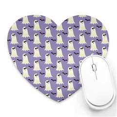 Bat And Ghost Halloween Lilac Paper Pattern Heart Mousepads by Celenk