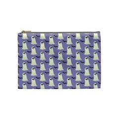 Bat And Ghost Halloween Lilac Paper Pattern Cosmetic Bag (medium)  by Celenk