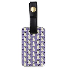 Bat And Ghost Halloween Lilac Paper Pattern Luggage Tags (one Side)  by Celenk