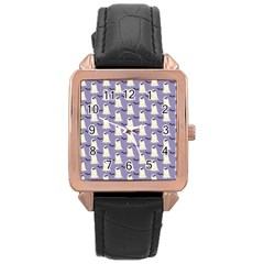 Bat And Ghost Halloween Lilac Paper Pattern Rose Gold Leather Watch  by Celenk