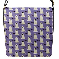 Bat And Ghost Halloween Lilac Paper Pattern Flap Messenger Bag (s) by Celenk