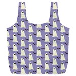 Bat And Ghost Halloween Lilac Paper Pattern Full Print Recycle Bags (L)  Back