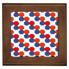 Geometric Design Red White Blue Framed Tiles by Celenk