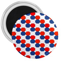 Geometric Design Red White Blue 3  Magnets by Celenk