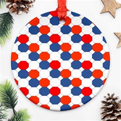 Geometric Design Red White Blue Ornament (round) by Celenk