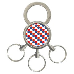 Geometric Design Red White Blue 3-ring Key Chains by Celenk