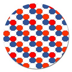 Geometric Design Red White Blue Magnet 5  (round) by Celenk