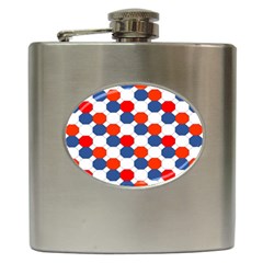 Geometric Design Red White Blue Hip Flask (6 Oz) by Celenk