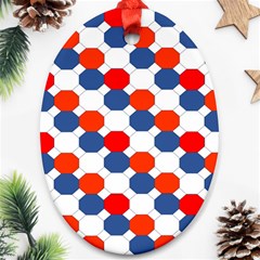 Geometric Design Red White Blue Oval Ornament (two Sides)