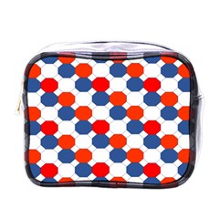 Geometric Design Red White Blue Mini Toiletries Bags by Celenk